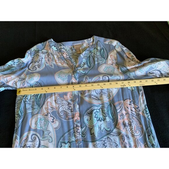 Chicos Womens Size 2 Paisley Button-Up Blouse Blue/Gray - Picture 6 of 8